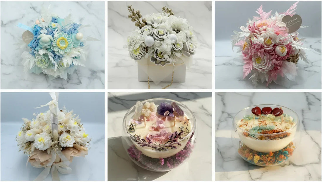 Kaars met Bloemen: Handgemaakte Bloemboeketkaarsen met Echte Gedroogde Bloemen