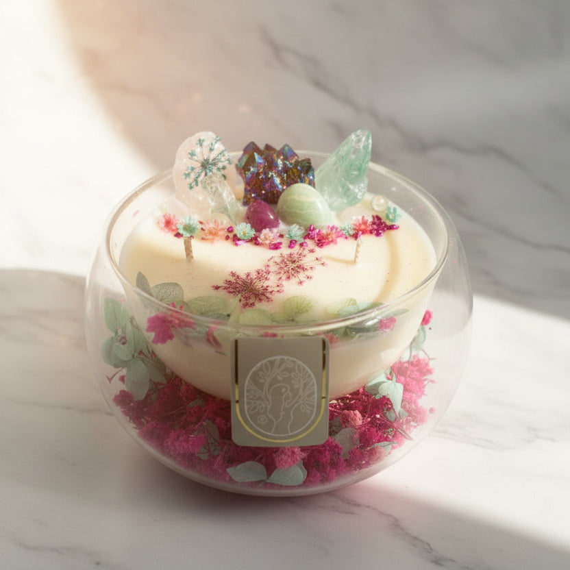 Geurkaars met bloemen