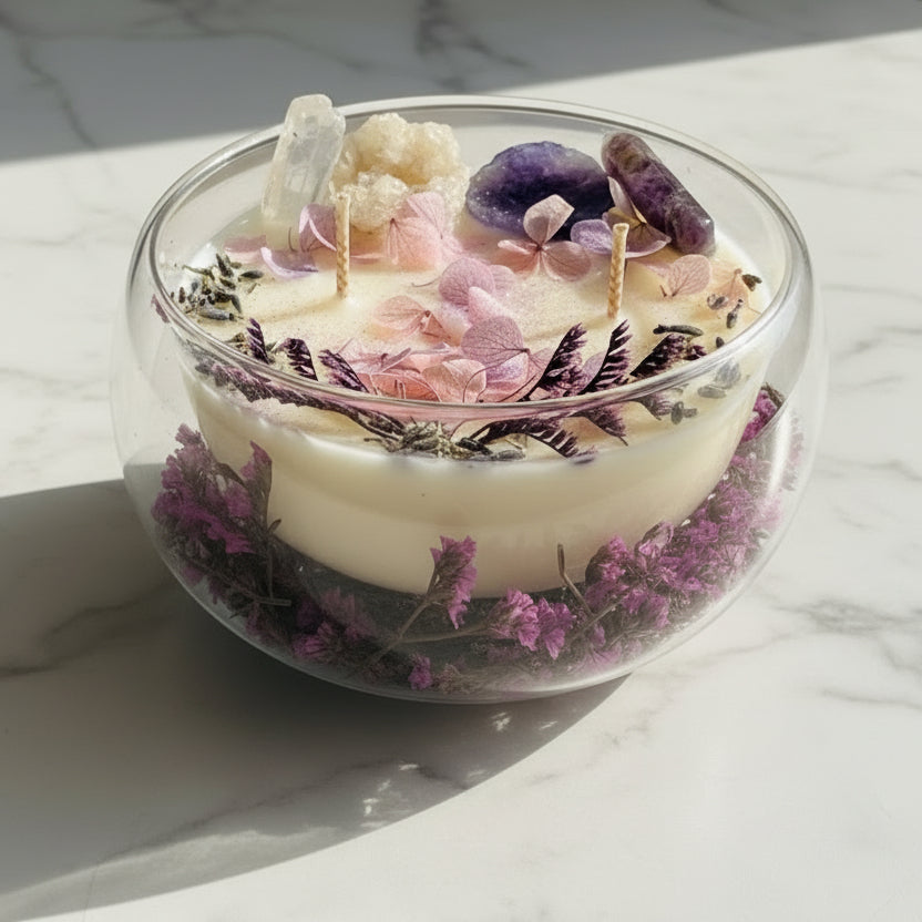 Floating Flower Pink Purple Candle