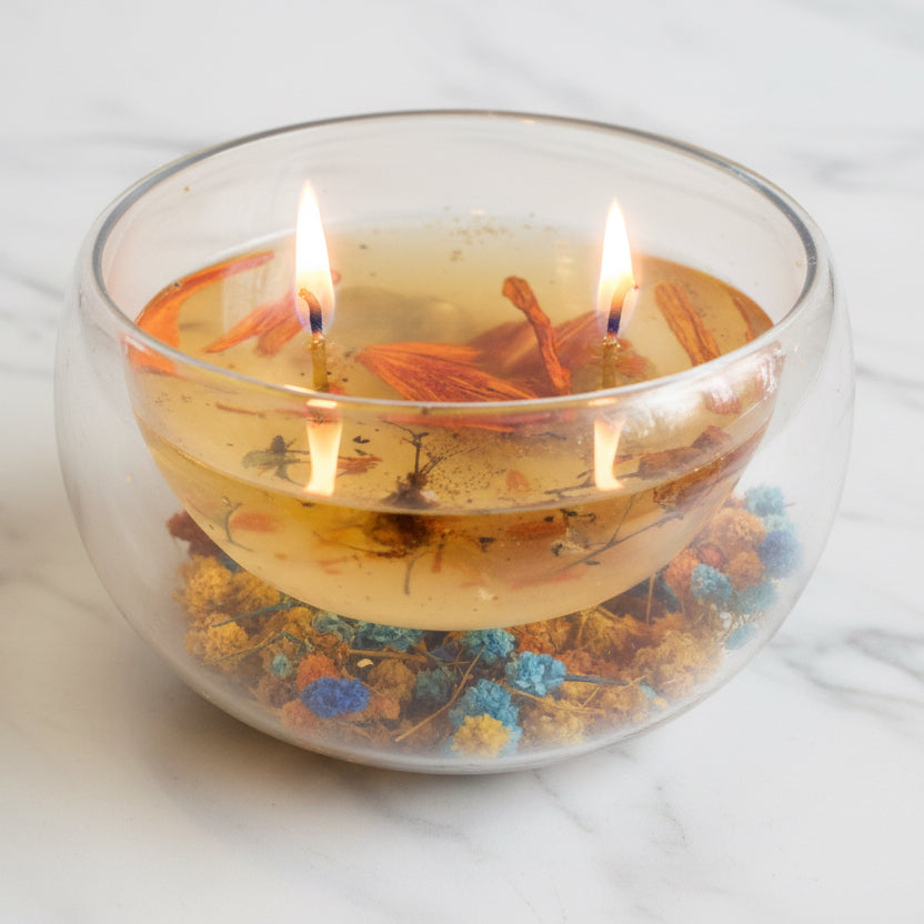 Flowting Flower Blue Orange Candle