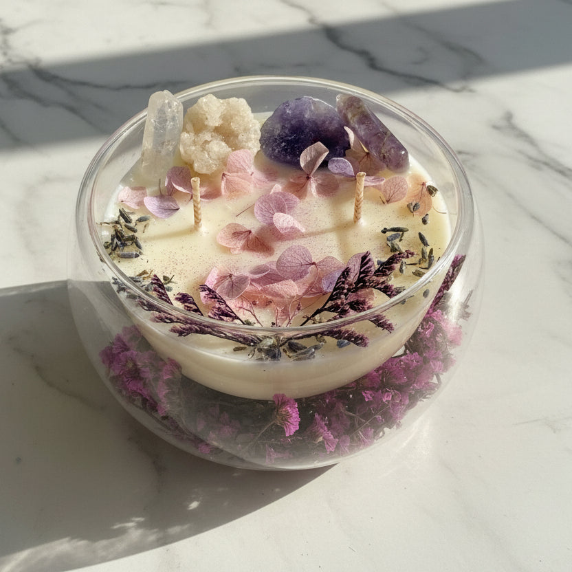 Floating Flower Pink Purple Candle